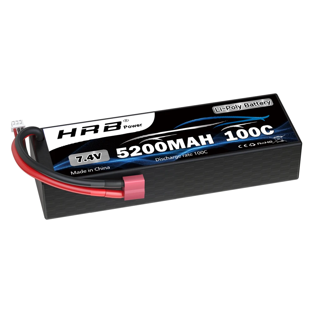 1/2 stücke HRB 2S 7,4 V 5200 mah Lipo Batterie 100C RC Auto Batterie mit T Deans stecker Hard case Batterie für RC Auto Lkw Tank 1/10 1/12