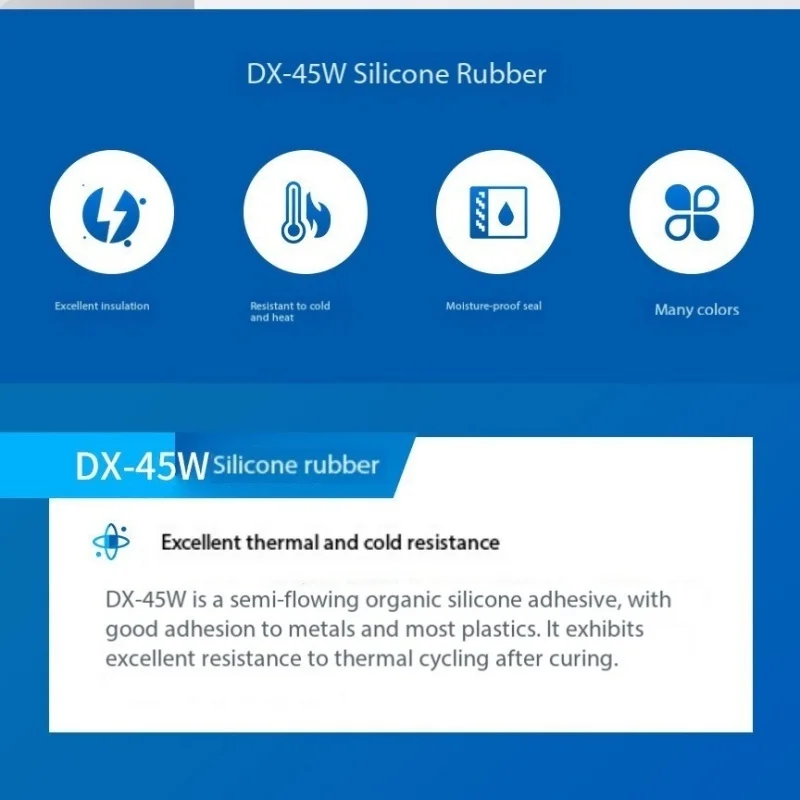 DX-45W RTV Adesivo siliconico A prova di umidità/antiurto Forte adesione Incollaggio in metallo/plastica Incapsulamento elettronico fai-da-te ecologico