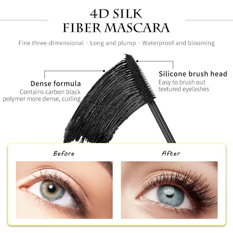 Mascara Waterproof Smudge Proof Elongate Eyelashes Makeup Tool, Natural Thick Curling, Rhinestone Decorative Shell 1pcs Gift