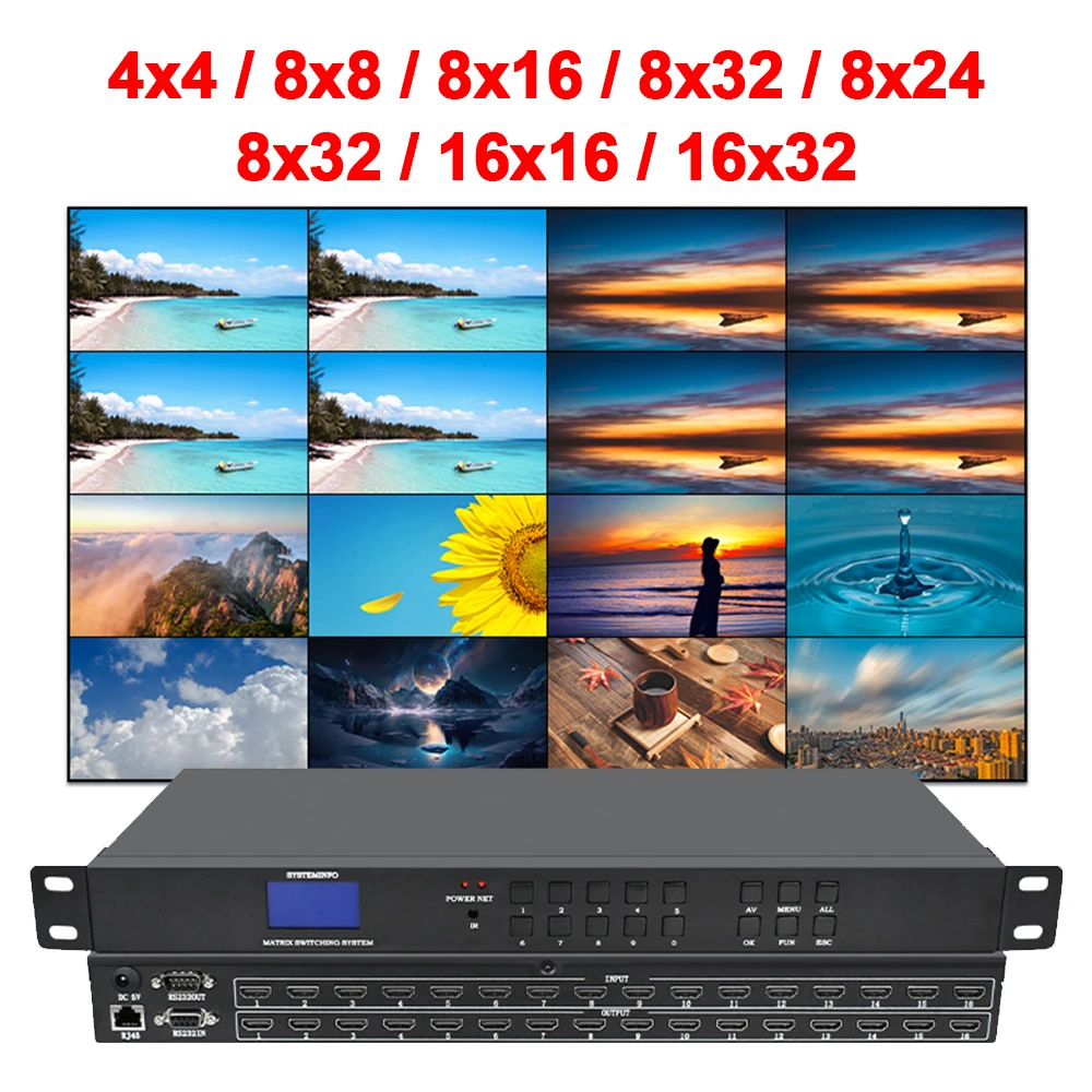 Hd Audio/video Matrix 4x4 8x8 8x16 8x24 8x32 16x16 16x32 Splicing Screen Digital Signal Host Matrix Switcher 2K/4K For Hdmi