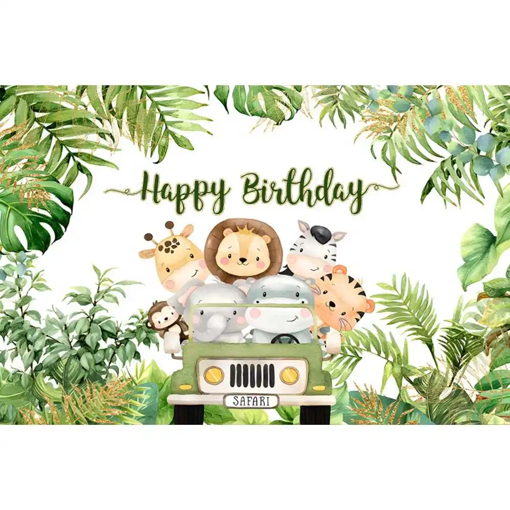 Jungle Safari Tropical Forest Wildlife Baby Shower Birthday Party Banner Custom  Background Photography Studio Supplies