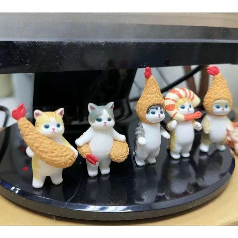 KITAN MOFUSAND Cats Cosplay Tempura Chips di gamberetti fritti serie alimentare bambola gattino figurine carine ornamenti scatola cieca giocattolo regali per bambini