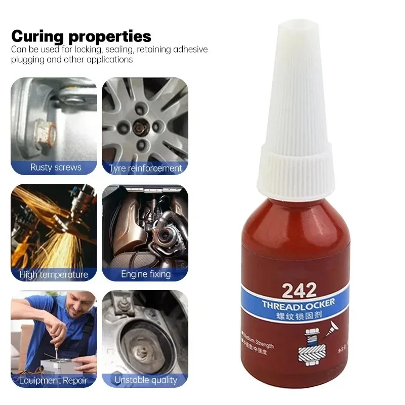 10ml threadlocker 242 243 locker de resistência média azul anaeróbico threadlocker adesivo calafetagem adesivos selador ferragem