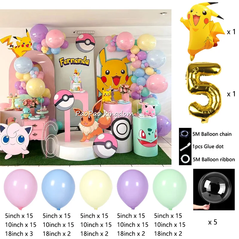 Liebliches Pikachu-Themen-Ballon-Dekorationsset Cartoon-Folienballons Blitzballon-Set Kindergeburtstags-Party-Deko-Zubehör – Detail 32