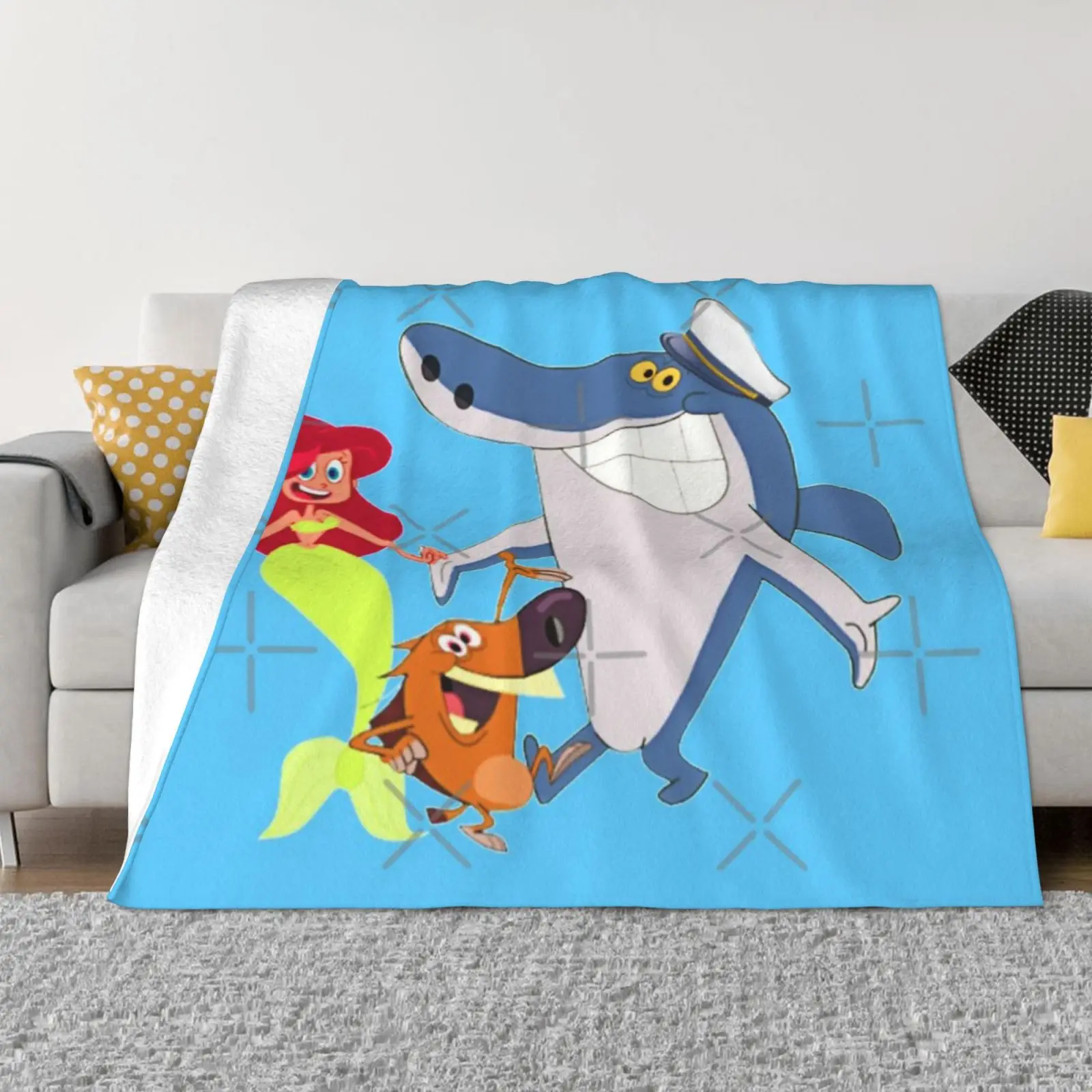 Zig And Sharko Marina Mermaid Sofa Blanket Anime Throw Polyester Summer Blanket