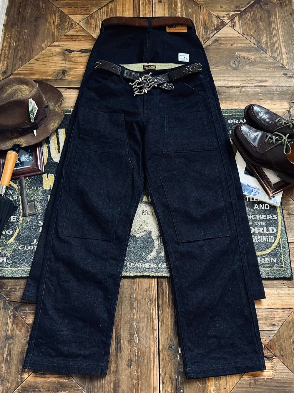 

Original Color 2.5OZ Denim Straight Leg Workwear Pants High Waist Riding Jeans American Retro Blue Breathable Casual Long Tr...