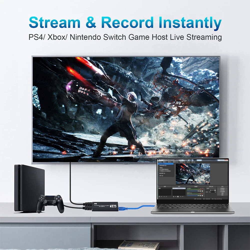 

USB 3.0 4K HDMI-Compatible Capture Card 1080P 60FPS Video Grabber Game Capture Card for Streaming Works for PS4/Camera/PC