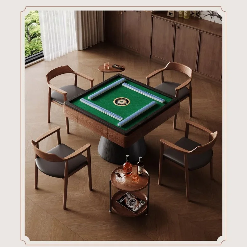 

New Chinese dining table mahjong table dual-purpose integrated solid wood automatic mahjong machine medium and ancient household