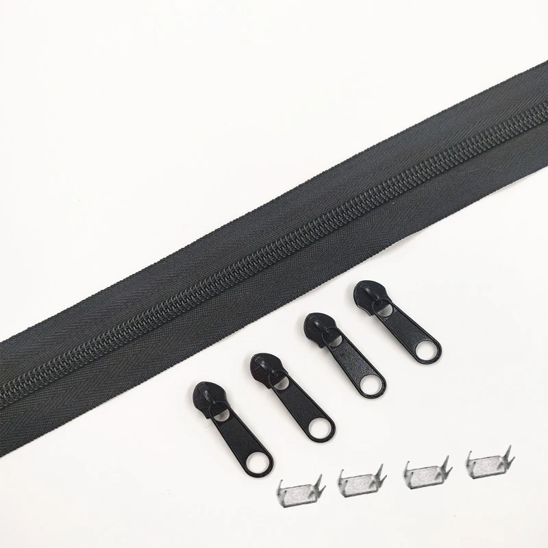 1/2/3/5/10 متر 5 # لفات سحابات طويلة من النايلون مع 4/8/12 /20/40 قطعة منزلق بسحاب لملحقات خياطة الخياط #4