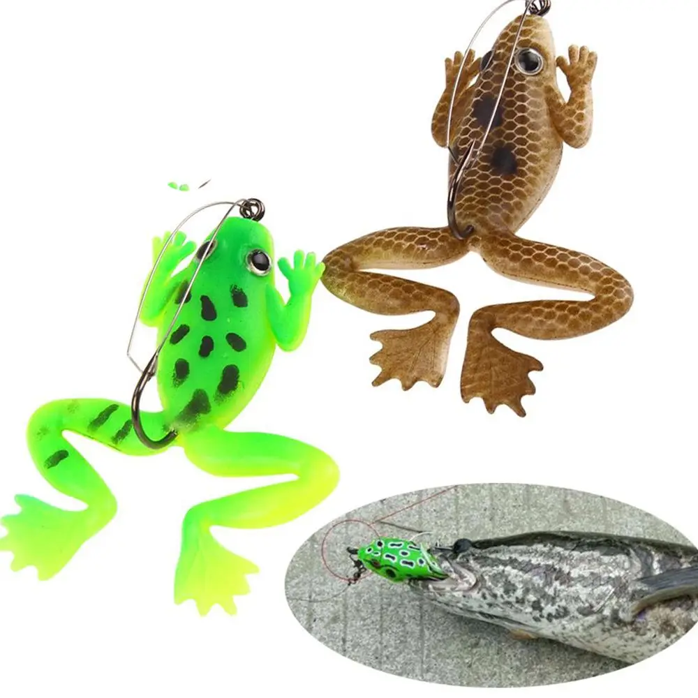 Hot Sale Durable Rubber Frog New Portable Soft Fishing Lures Artificial Lifelike Bass Bait Spinner Sinking Fishing Tools