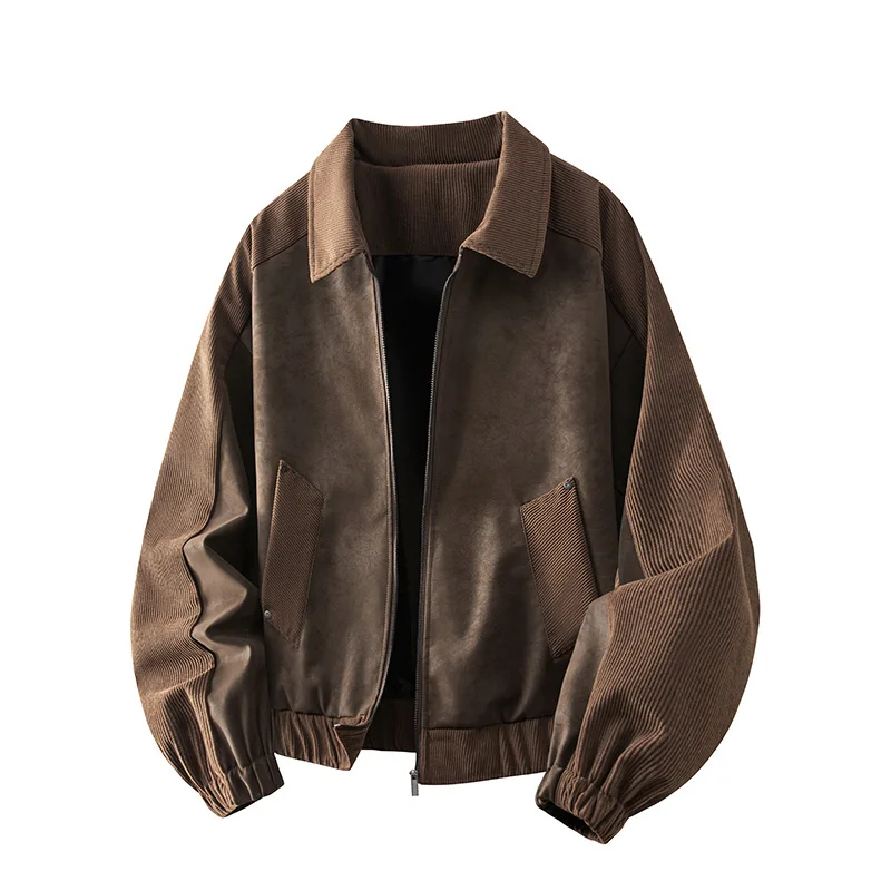

High Quality Casual Jackets Spring Autumn Loose Solid Color Turn-Down Collar Coats Youth Street Wear Zipper Tops Hoody Clothing