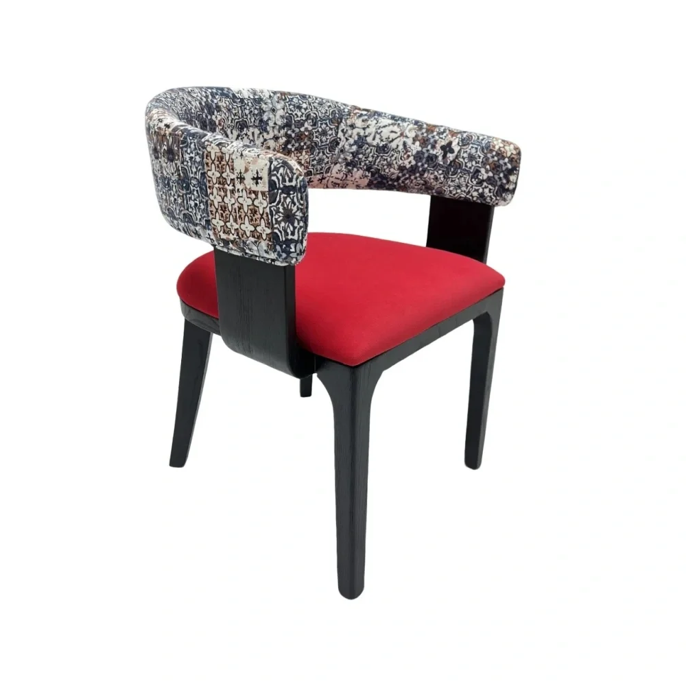 

&i Nordic Modern Luxury Solid Wood Frame Fabric Comfortable Durable Dining Armchair for Home Hotel Restaurant