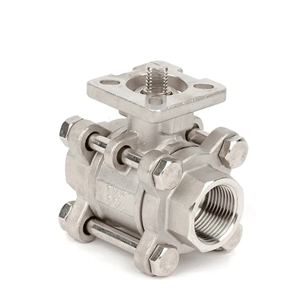 

1/4 "3/8" 1/2" 3/4" 1 "-2" BSPT с внутренней резьбой, нержавеющая сталь 304, высокая платформа, сверхмощный 3-секционный шаровой кран с полным портом