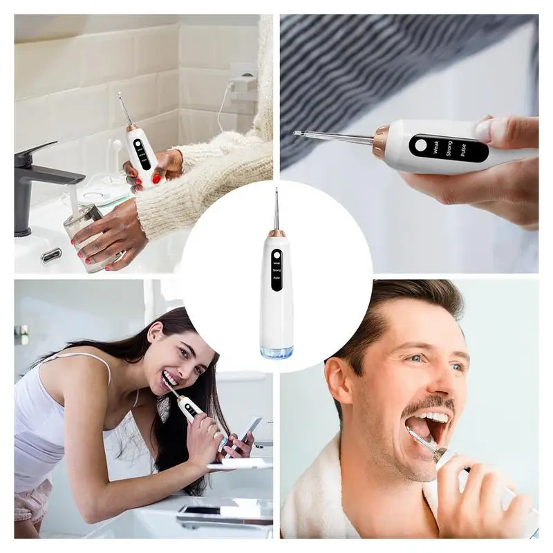 Cordless Oral Irrigator Portable Dental Water Flosser USB Rechargeable Water Jet Floss Tooth Pick 4 Jet Tip 500ml 3 Modes