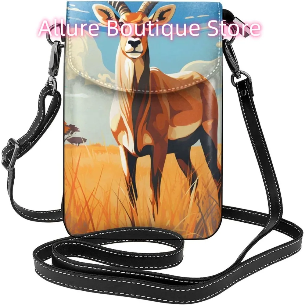 

Cartoon Cute Deer Crossbody Bag for Women PU Leather Small Travel Cell Phone Pouch Lightweight Mini Phone Purse Wallet Cross Bod