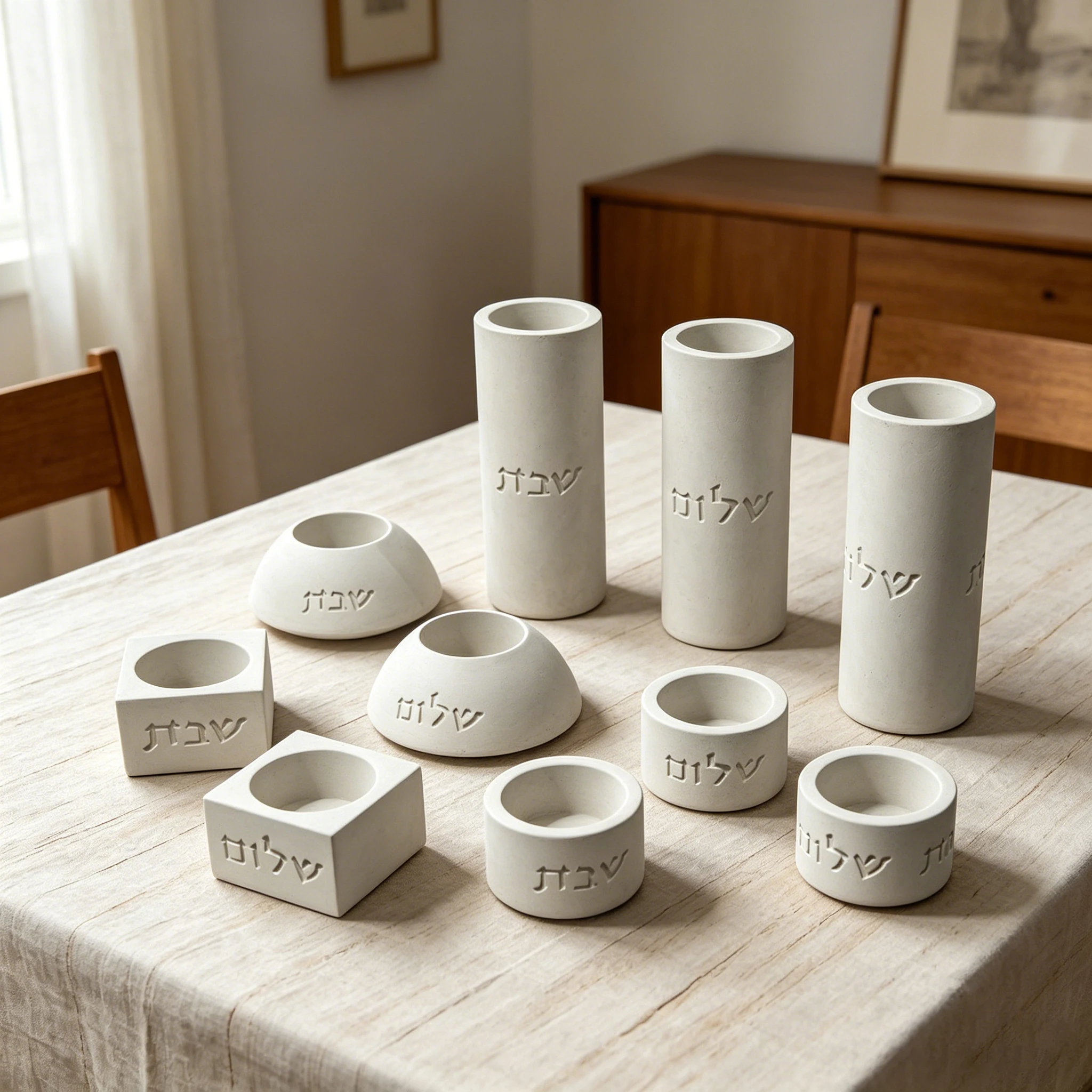 Silikonform für Schabbat-Kerzenhalter-Set, handgefertigte Beton-Teelichthalter, Schabbat-Kerzenständer, Geschenkformen