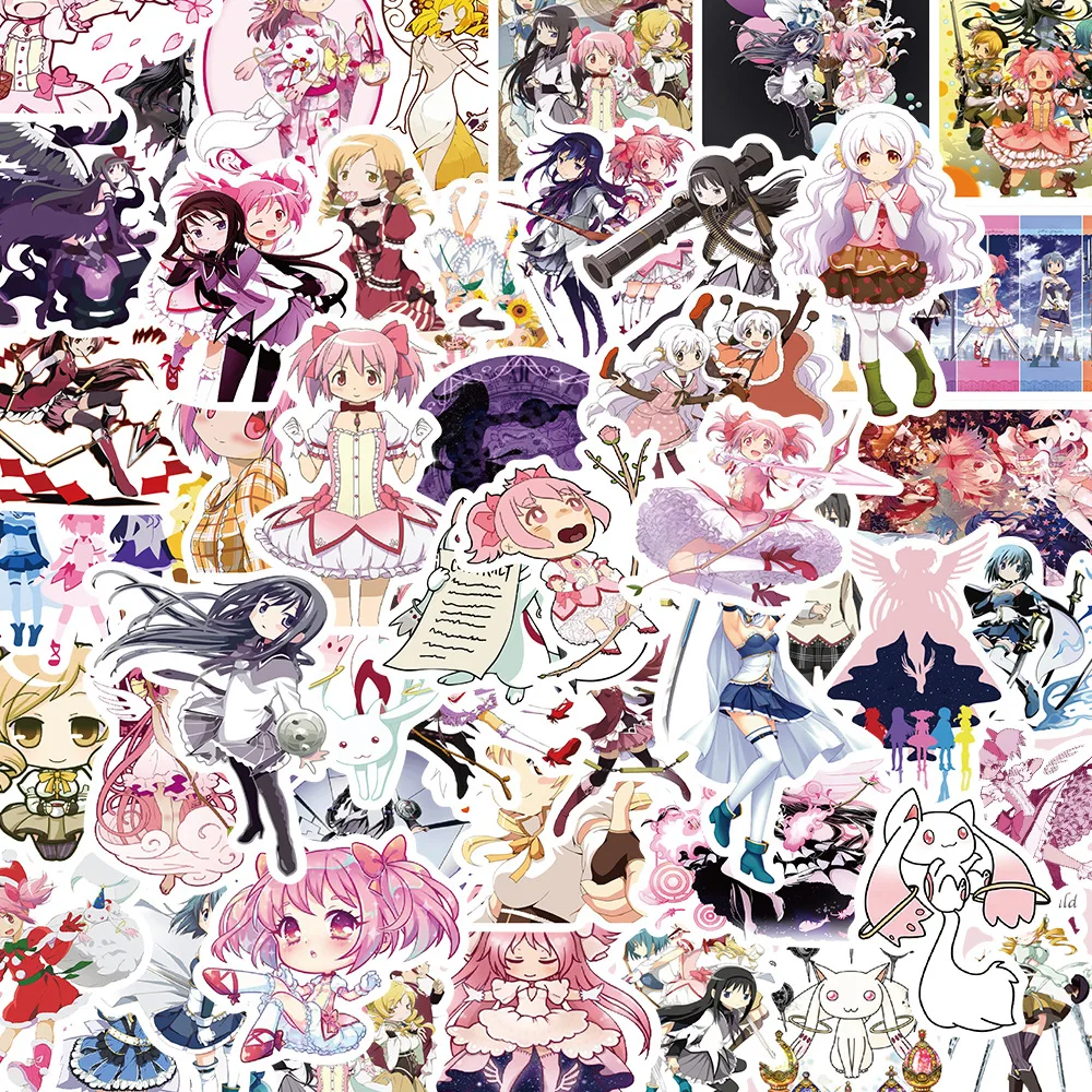 

50pcs Anime Puella Magi Madoka Magica Stickers Kawaii Cartoon Girl Kaname Madoka Akemi Homura Decals for Laptop Phone Bike