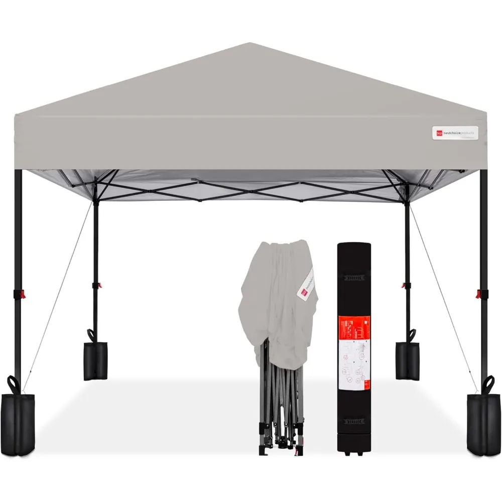 

Best Choice Products 10x10ft 1-Person Setup Pop Up Canopy Tent Instant Portable Shelter w/ 1-Button Push, Case, 4 Weight Bags -
