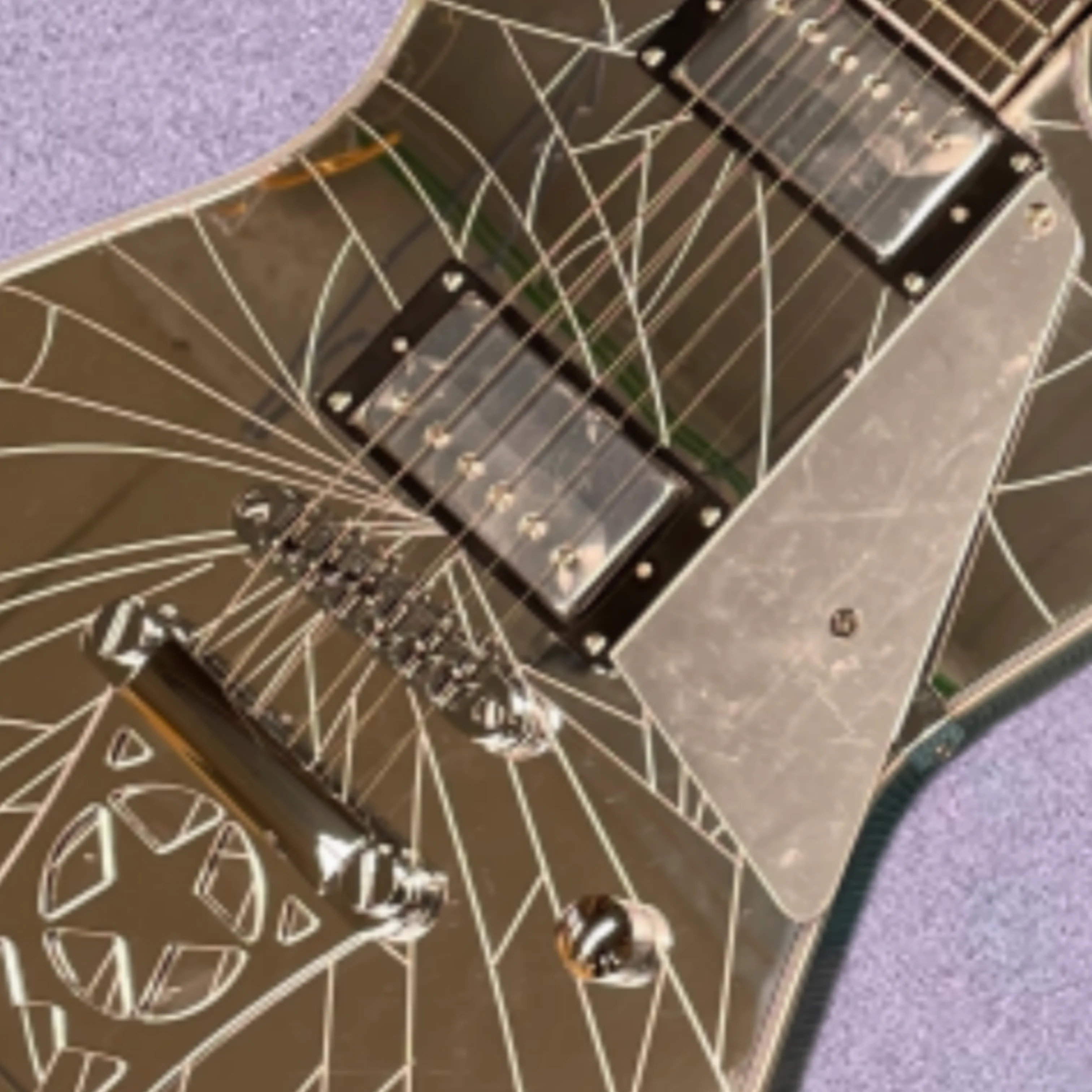 6-string electric guitar vintage crack spider web pattern, 3 independent knobs guitars, rock solo performance electric guitarra