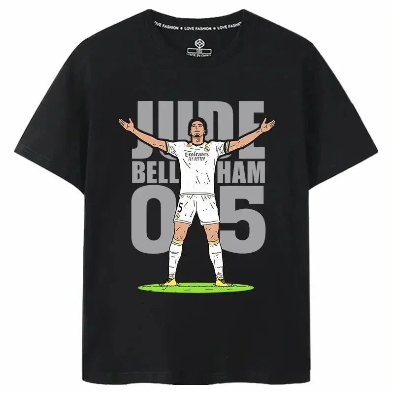 Bellingham forRaeI Medrid Fans Celebration Action Printed Logo Men Short Sleeve T-Shirt Commemorative Summer Round Neck England