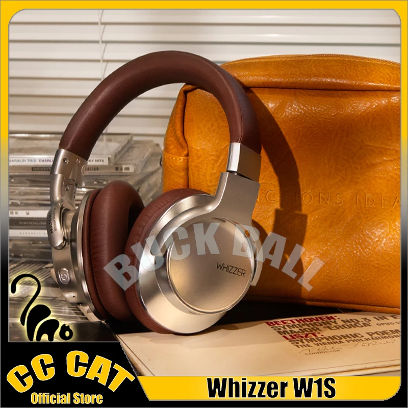 

Whizzer W1S Bluetooth Wireless Headphones Retro Maillard Headphones Over Ear Headwear Low Delay Active Noise Reduction Earphones