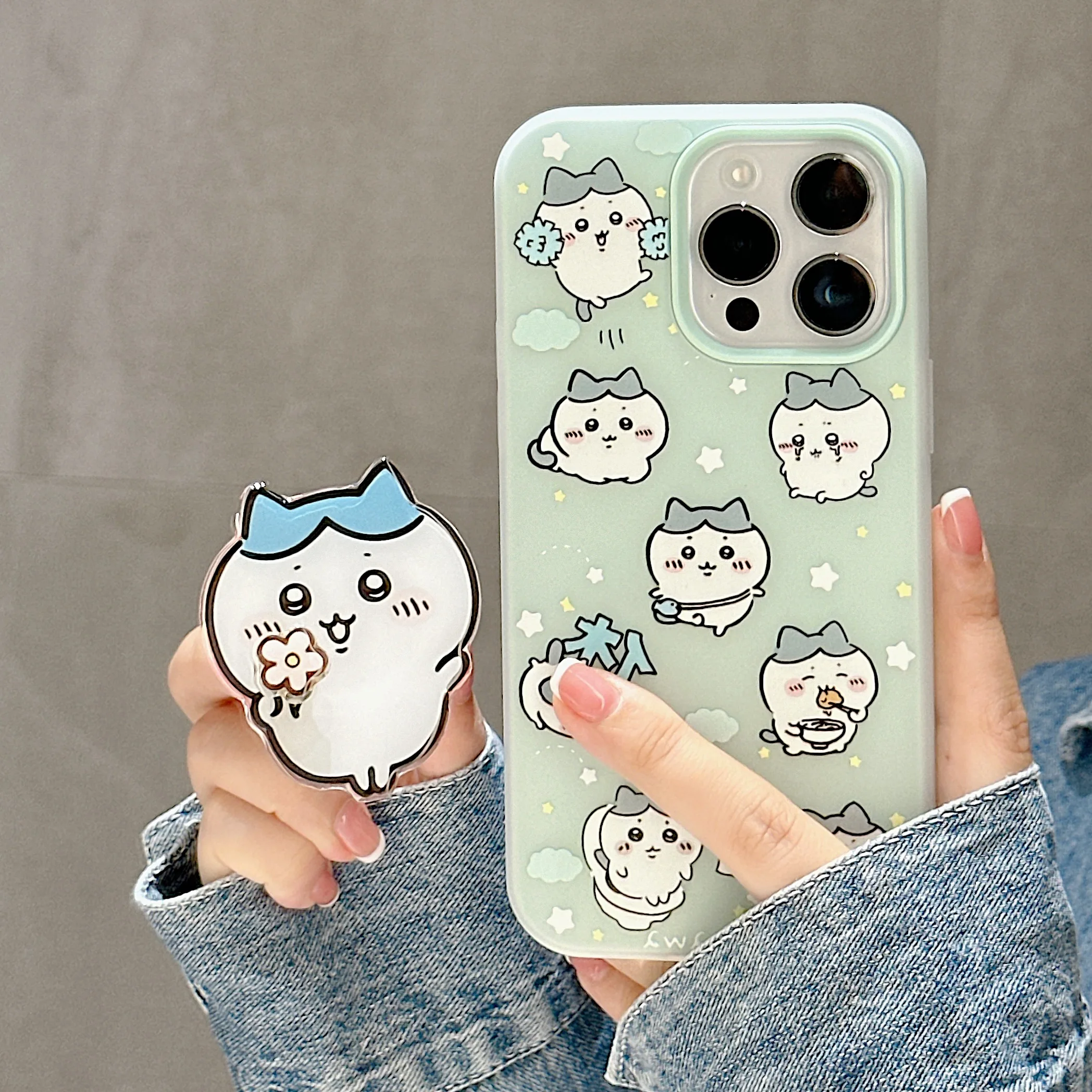 أنماط الهدايا Hachiware مع حامل Chiikawa لطيف Usagi الكرتون آيفون 17 16 15 14 13 برو ماكس مكافحة الإفلات حماية جراب هاتف #2