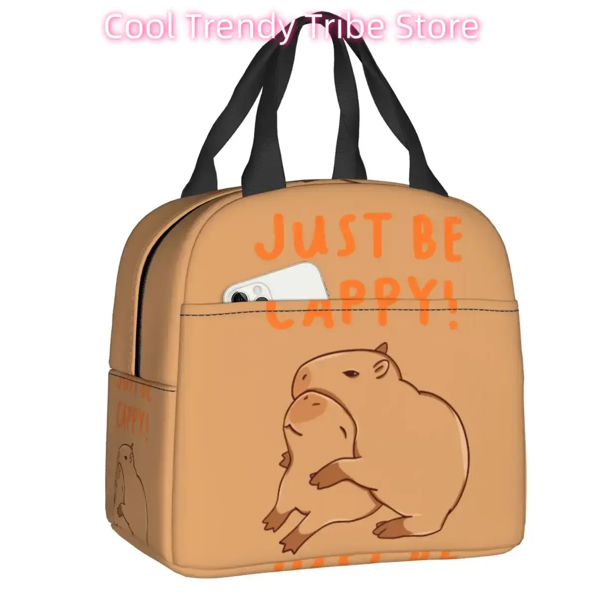 Custom Just Be Cappy And Hug A Capybara Thermal Insulated Lunch Bags Women Portable Lunch Container Travel Storage Food Box