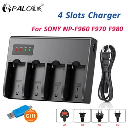 4 Slots Battery Charger for Sony NP-F960 NP-F970 NP-F980 NP-F330 NP-F550 NP-F570 NP-F750 NP-F770 NP-F930 Camera battery