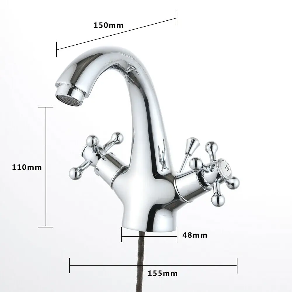 Faucet Two-handle Bathroom Kitchen Faucet Chrome Washbasin Cross Handle Washbasin Faucet 1/2\