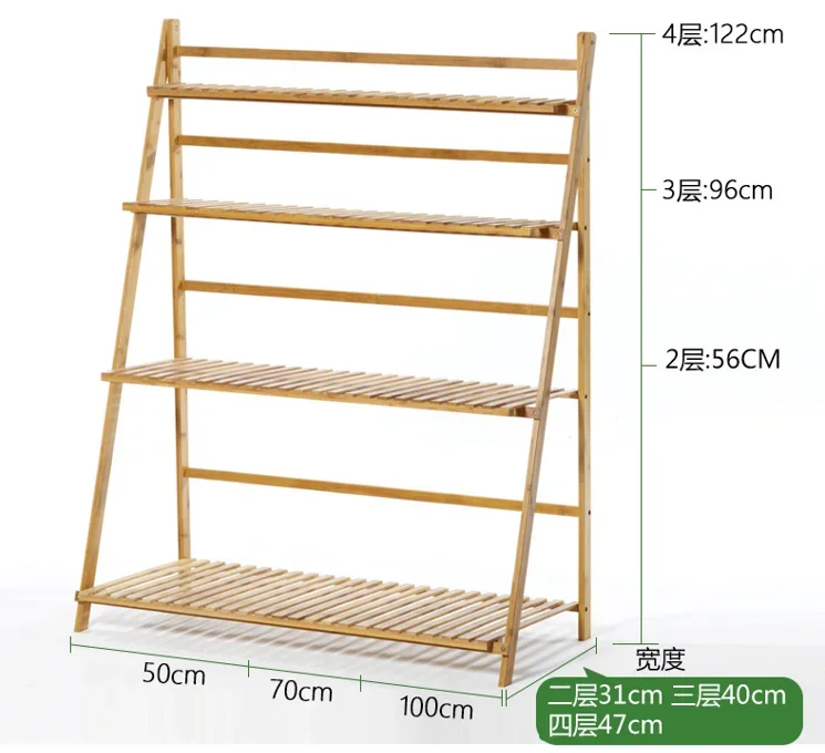 Supporto per piante con scala in legno di bambù, organizer pieghevole a 3 livelli, espositore per fiori, per giardino domestico, patio