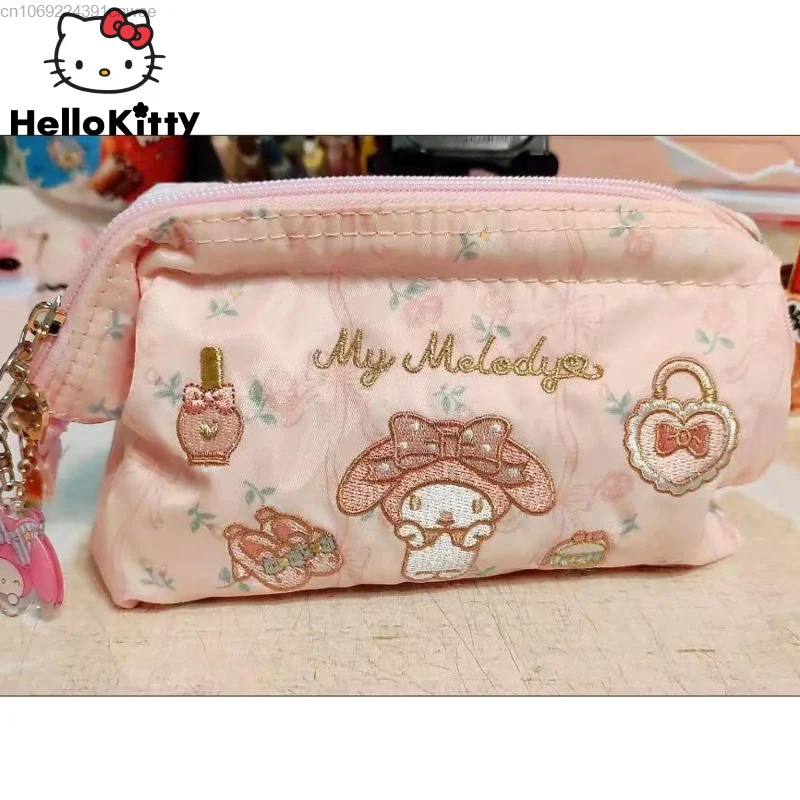 

Sanrio My Melody Embroidery Pink Makeup Bag Y 2k Pouch Large Capacity Wallet Storage Bag For Women Kawaii Anime Cosmetic Bag Yk2