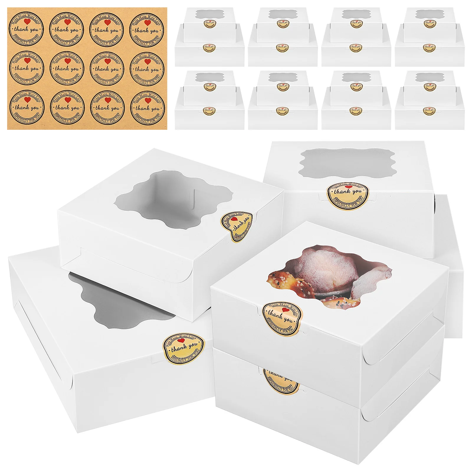 

20 Pcs Gift Boxes Cake Candy Case Delicatessen Small Bakery Carrier White Cupcake Containers Decorative