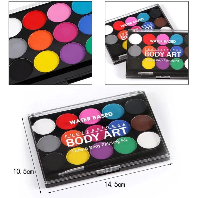 1PCS 15 Colors Face Body Painting Non Toxic Safe Water Paint Oil with Brush Christmas Halloween Makeup Party Tools