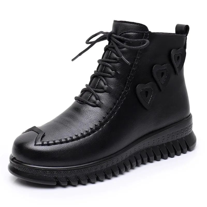 High Quality Black ankle boots for women leather booties zip deco woman winter 2023 waterproof rain snow boots ladies fur shoes