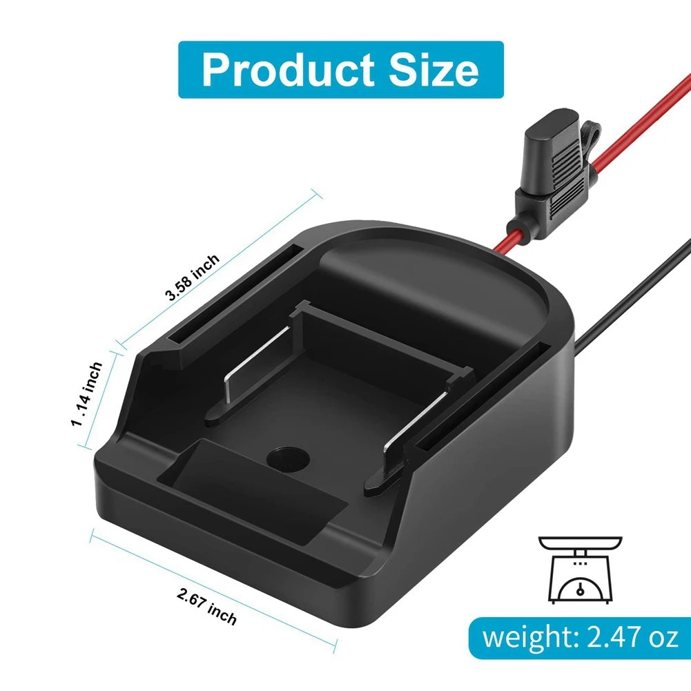 Power Wheel Adapter for Makita 18V Battery, with Recessed Switches & Fuse, Wire Terminals & Use 12 Gauge Wire