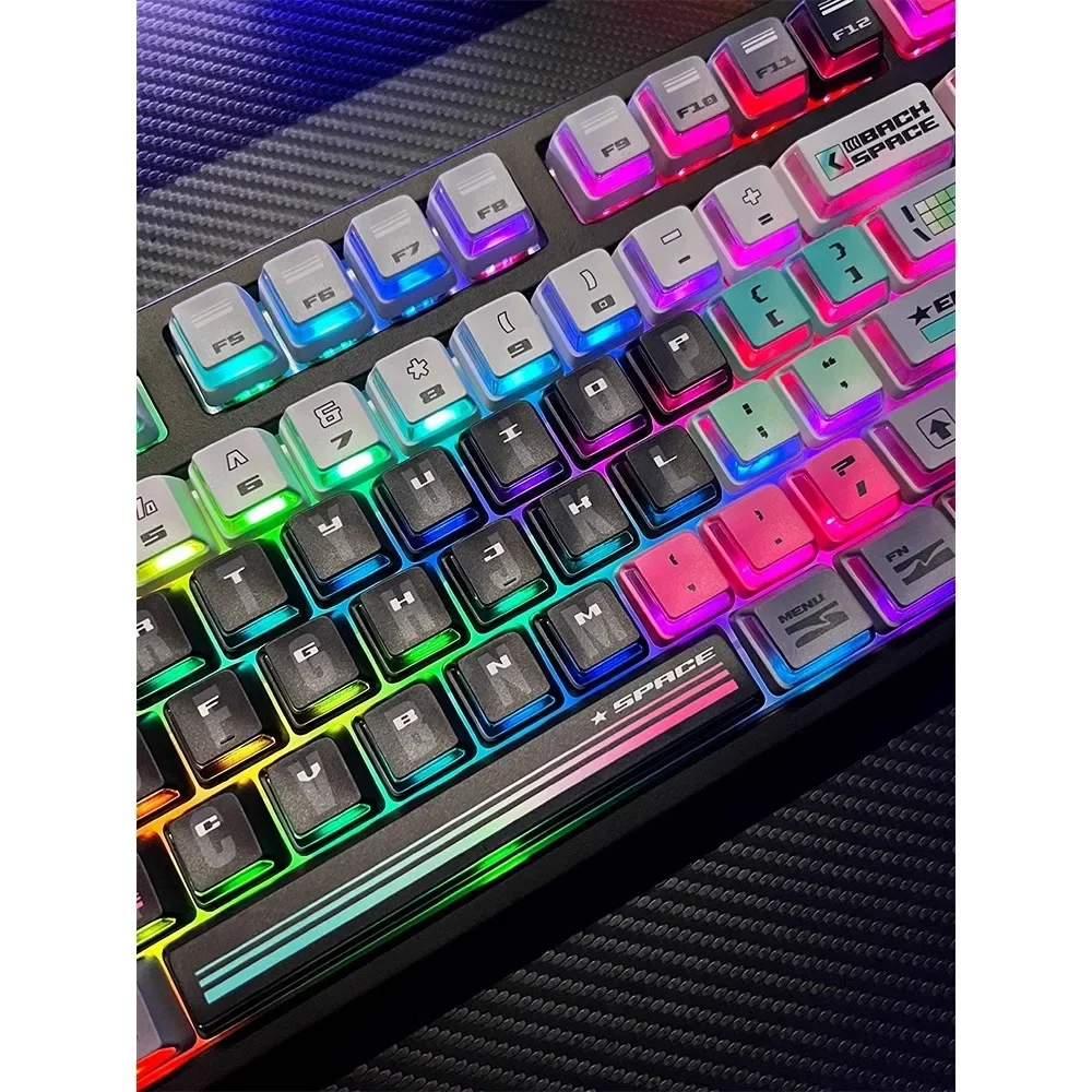 PIIFOX《Structure》PBT Nuclear Power OEM Profile Transparent 5-sided Heat Sublimation Custom Translucent Keyboard 129 Keycaps DIY