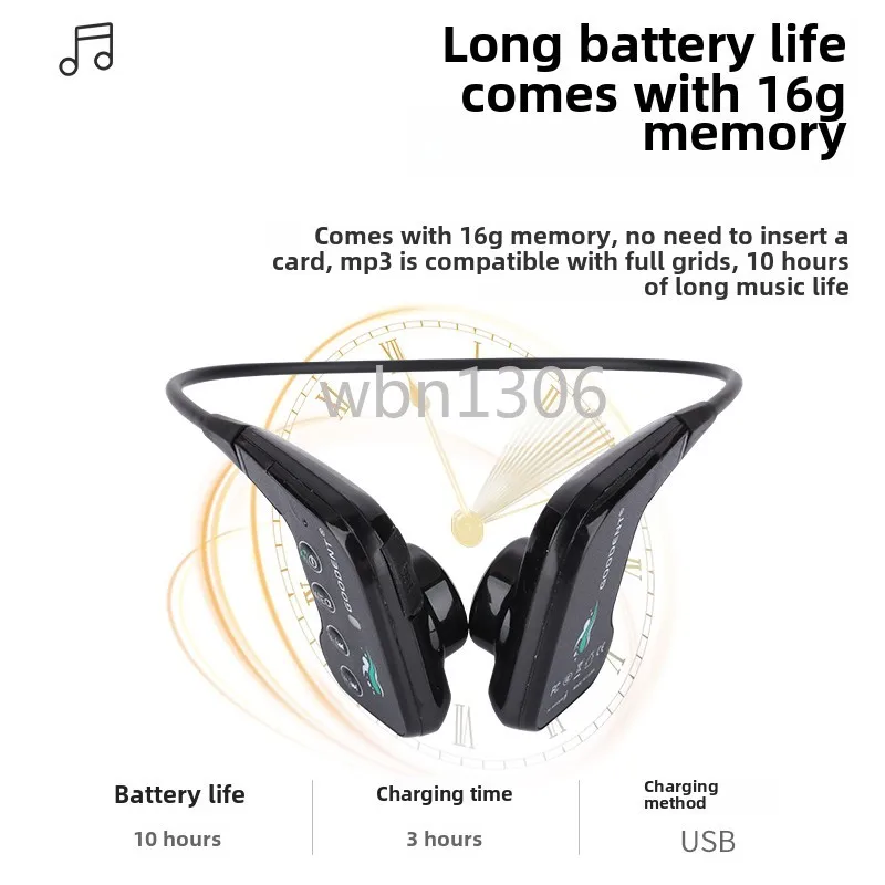 Bone conduction bluetooth headset swimming head-mounted waterproof non-in-ear dedicated wireless