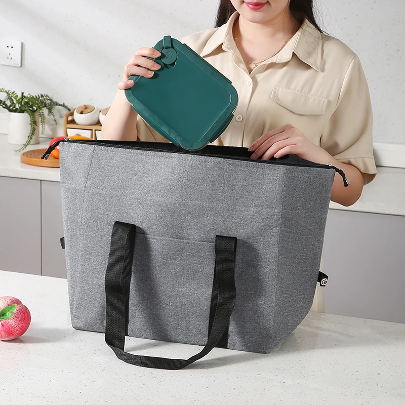 Large Capacity Foldable Tote Lunch Bags Portable Travel Insulated Cooler Bag Camping Picnic Shoulder Bag