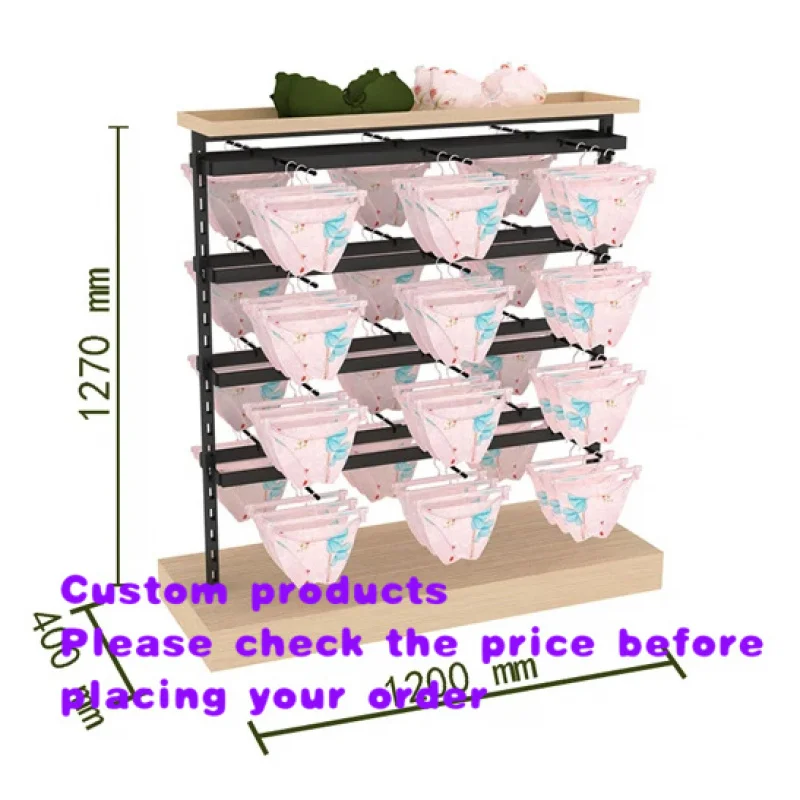 custom.Clothing and Lingerie Floor-to-ceiling Light-duty Metal Shelves Hanger Lingerie Island Display Stand