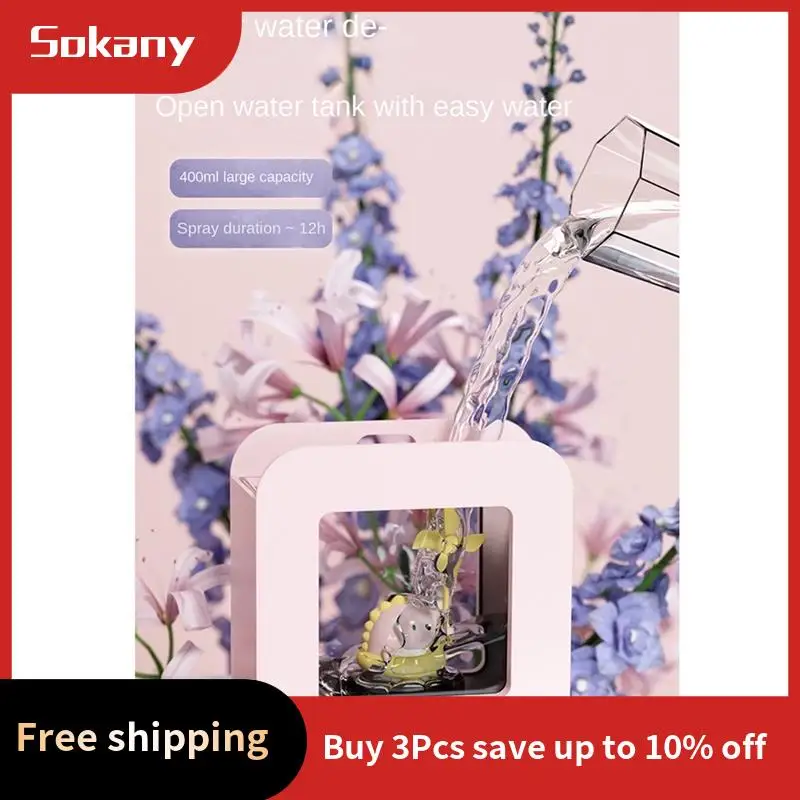 Humidificateur d'air portatif de dessin animé mignon de A59E-400Ml avec la lumière LED d'atmosphère pour la maison rose