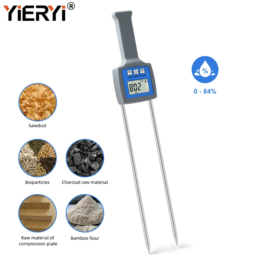 Professional Wood Chip Moisture Meter TK100W Digital LCD Moisture Meter Sawdust Powder Hay Bale Peat Hygrometer Sensor Test Tool