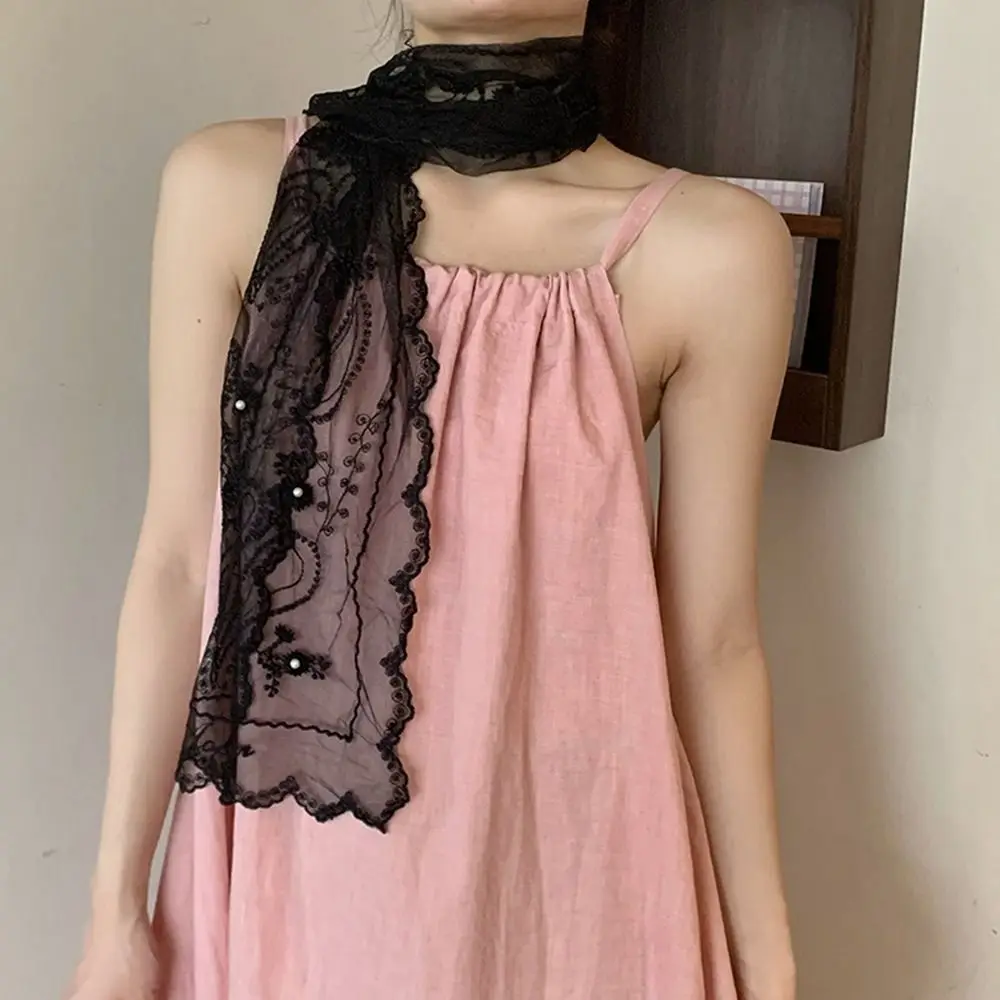 

Элегантный ленточный кружевной шарф с вышивкой, длинные шарфы с принтом в стиле ретро, аксессуары для волос, украшение для гардероба, цветочный шарф, декор платья