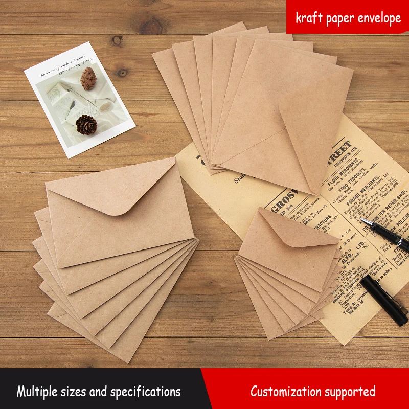 50 個 A7 クラフト紙封筒黒 183 × 133 ミリメートル結婚式招待状ビジネスサプライポストカードギフトボックス包装収納文具