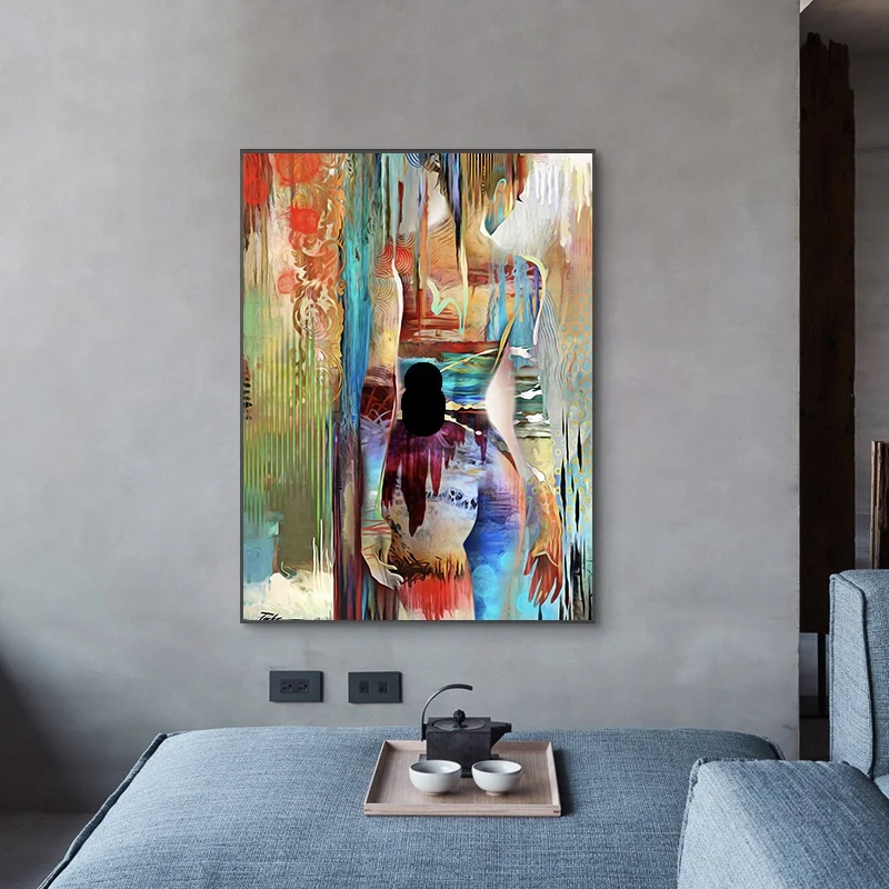 Women Poster Canvas Figure Wall Art Pictures Modern Home Decoration for Bedroom Unframed Handmade Abstract Woman Canvas Painting