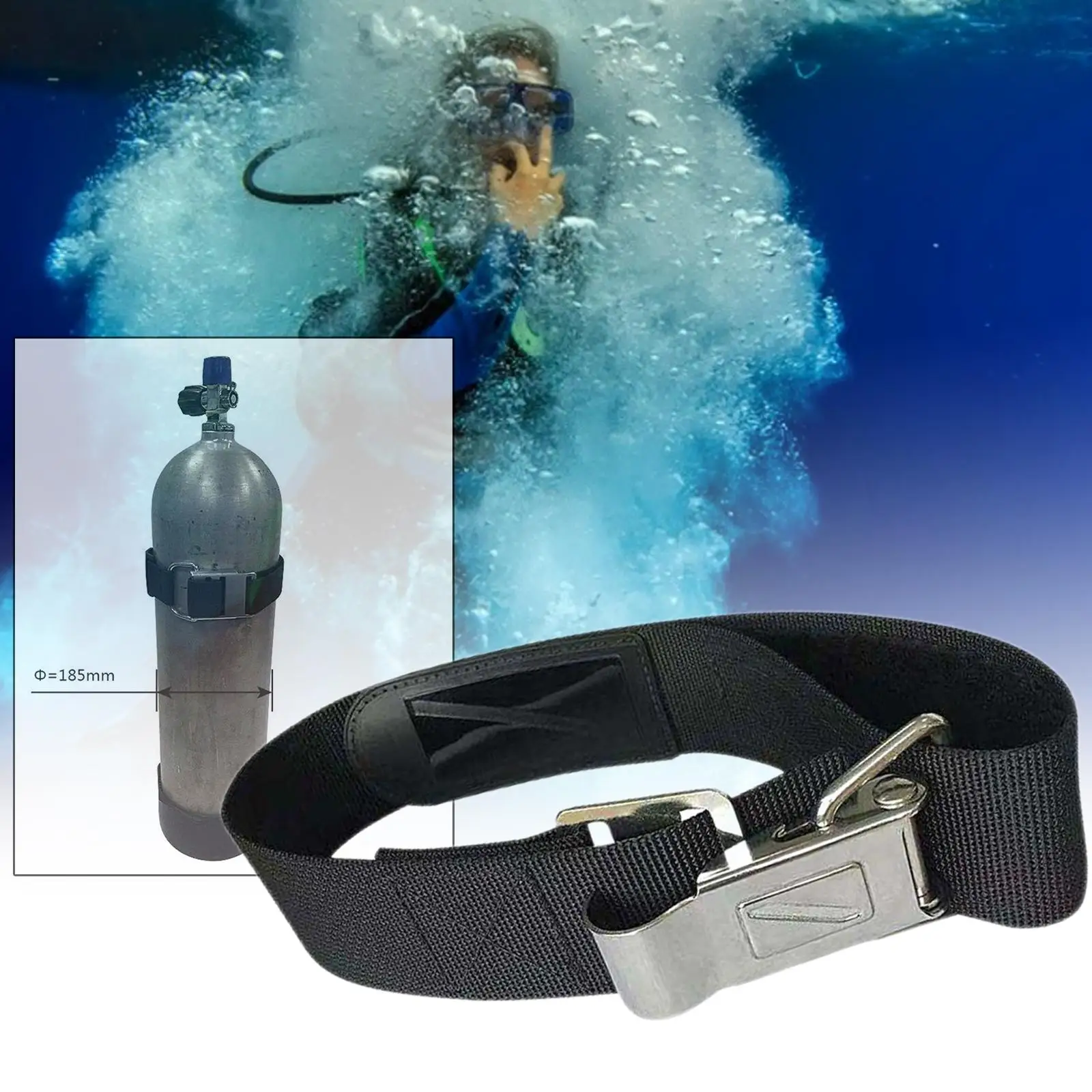 

Durable Scuba Diving Tank Band cam Buckle Non Slip 10.5cm 2" Webbing Belt Heavy