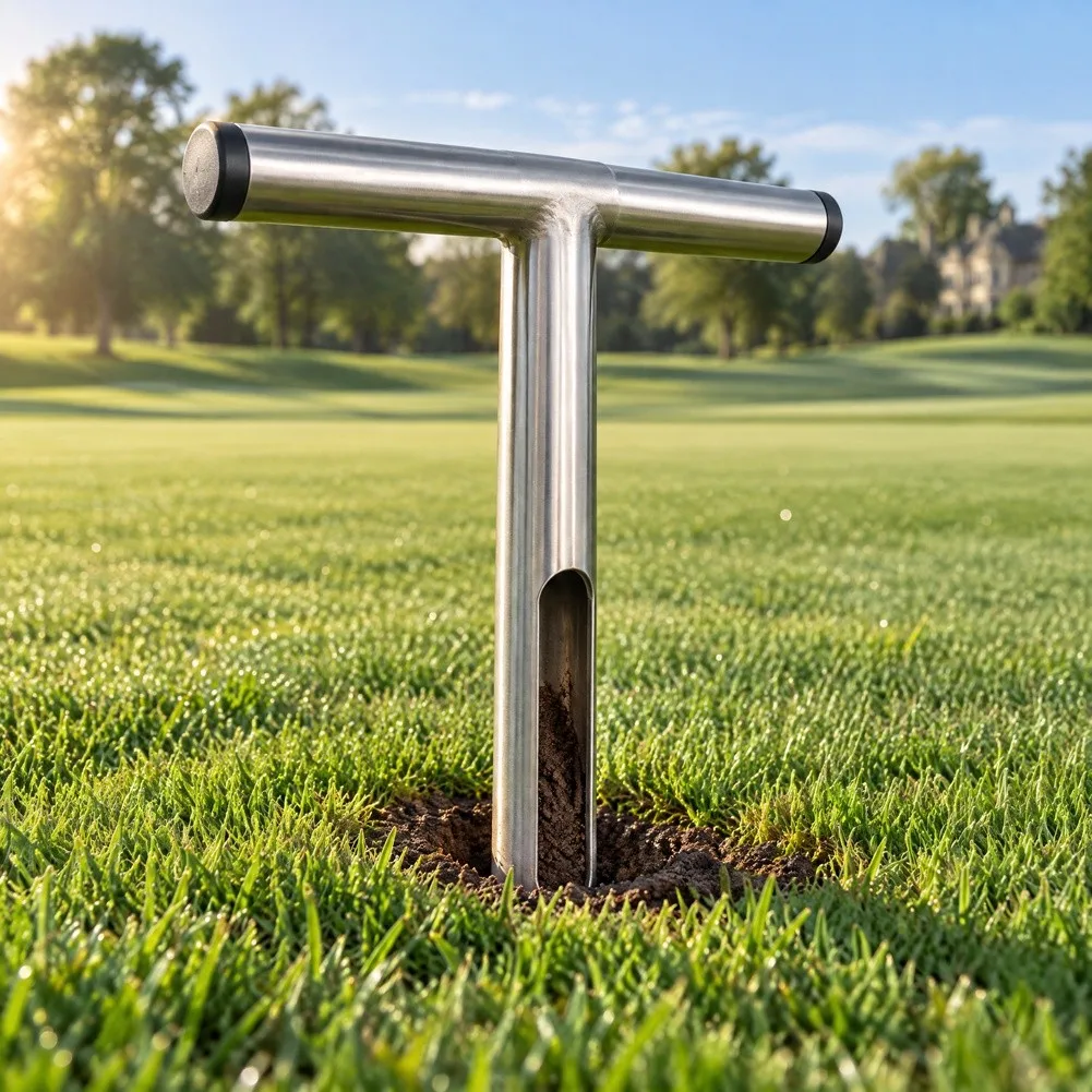 T Shape Soil Sampler for Golf Course Turf Analysis Moisture and Compaction Testing Tool Steel Construction 32.5x16.3cm