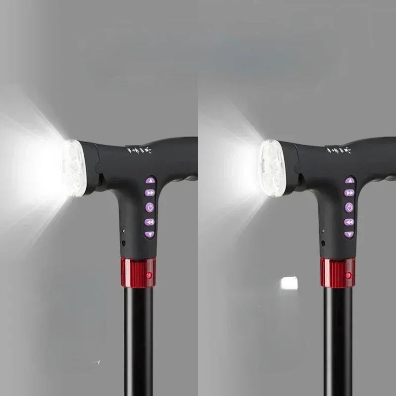 

Radio/MP3 Equipped Hiking Cane, Multi-Functional Telescopic Walking Stick, Adjustable and Stable Non-Slip Elderly Crutch