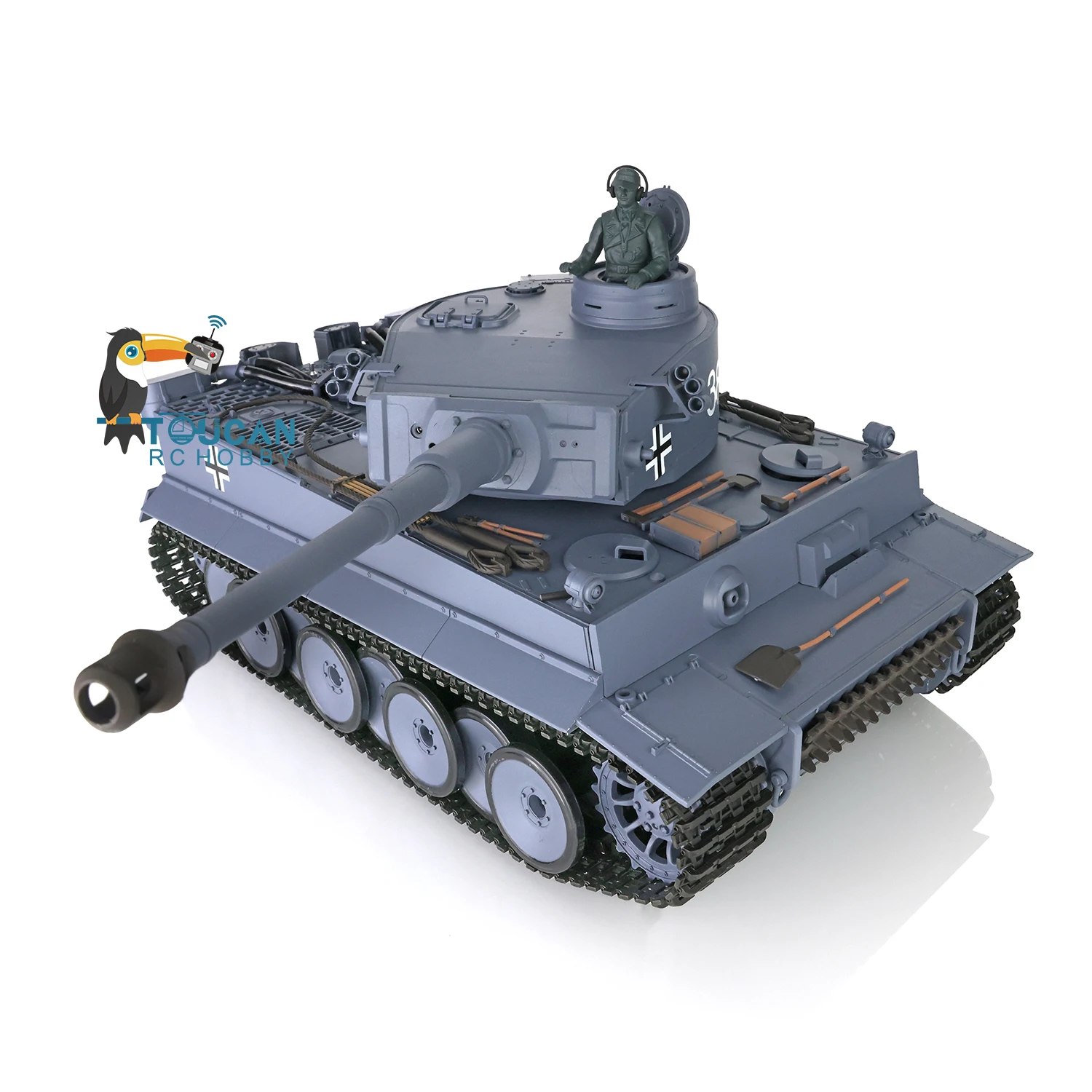 Heng Long 1/16 7.0 Plastic Tiger I Ready to Run RC Tank 3818 W/ 360° Turret Barrel Recoil RC Panzer TH17236