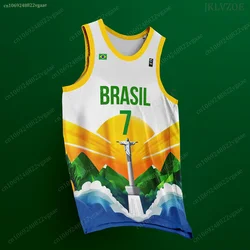 Letnia brazylia koszulka koszykarska T-Shirt bez rękawów bez rękawów podkoszulek Brasil Tee Kids Christ the Redeemer Rio