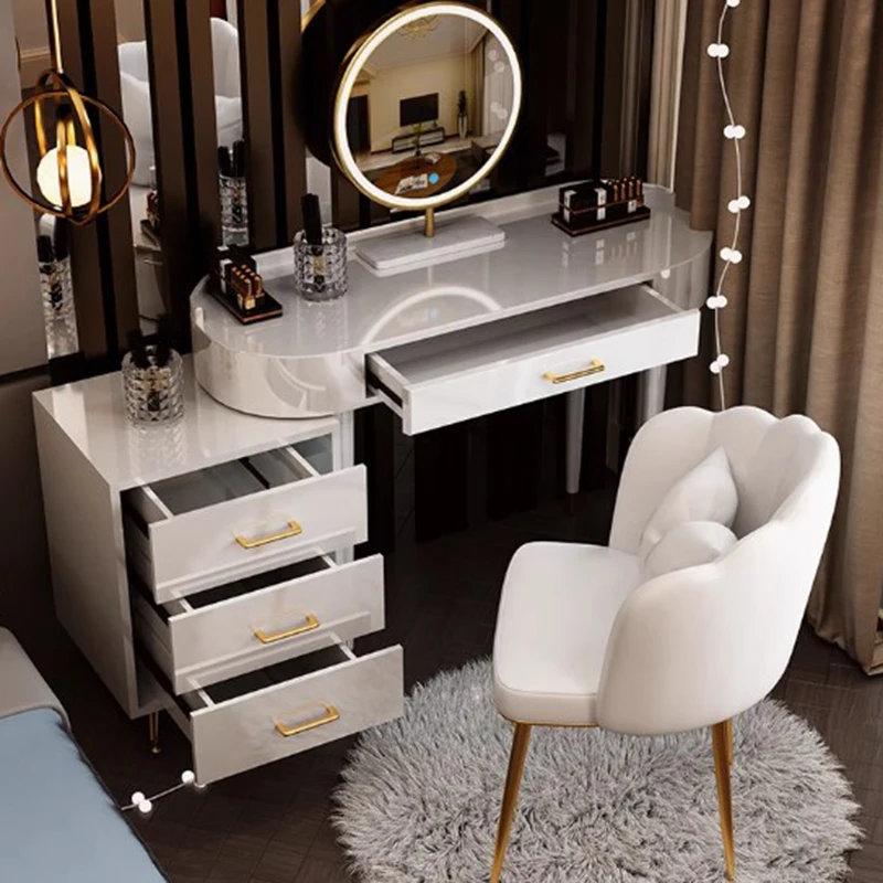 Salon Organiser Vanity Tables Tray Minimalist Nordic Luxury Vanity Tables Drawer Mirror Kawaii Coiffeuse Bedroom Furniture